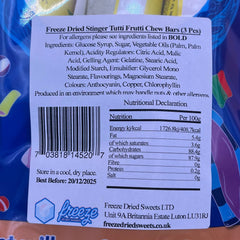 Stinger Tutti Frutti Chew Bars - Freeze Dried Sweets