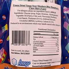 Tango Sour Shockers Blue Raspberry Chew Bars - Freeze Dried Sweets