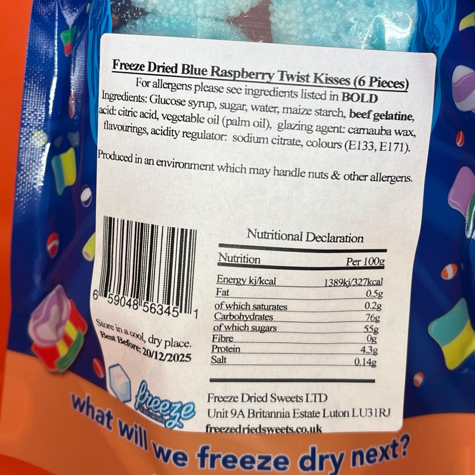 Blue Raspberry Twist Kisses - Freeze Dried Sweets - Gluten Free & Dairy Free