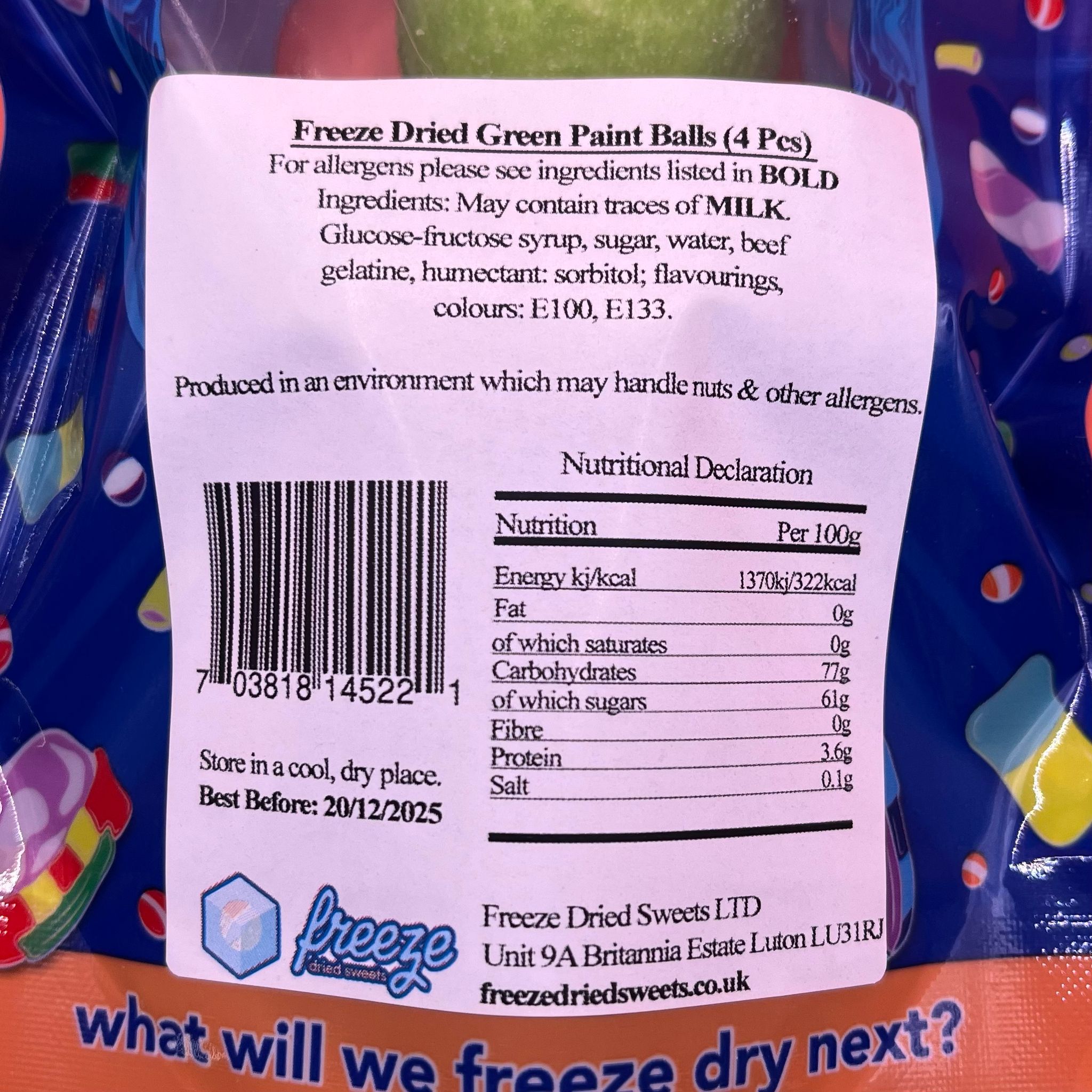 Green Paint Balls - Freeze Dried Sweets