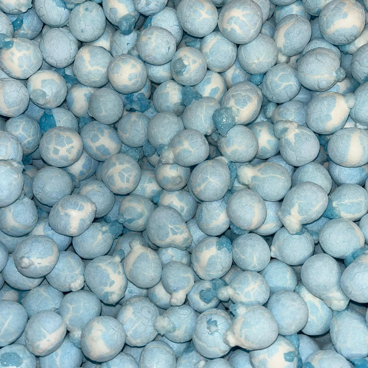 Chew Ems Blue Raspberry Juicy Bites (Jelly filled Bon Bons) - Freeze Dried Sweets - Vegetarian, Halal, Vegan, Gluten & Dairy Free